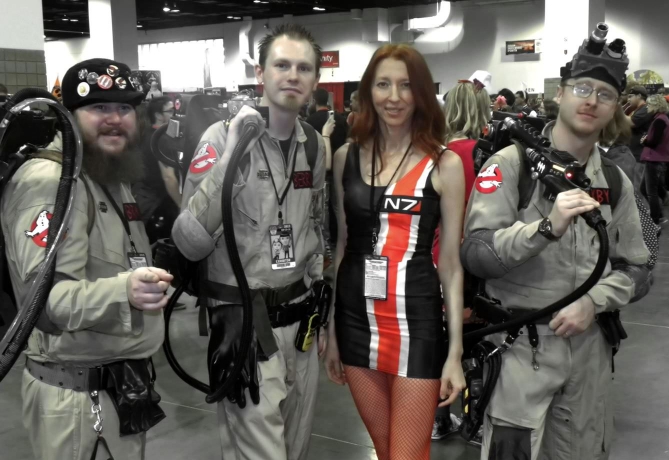 Shepard and three of the Ghost Busters