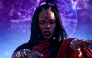 Screenshot of Rihanna' in her Star Trek Beyond music video.