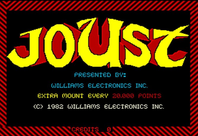 Start screen for Williams Electronics, Inc. (1967-1985) game Joust