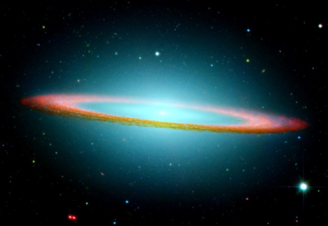 Infrared photo of the Sombrero Galaxy.