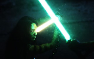 Kia (Erin Wu) battling her Sith Lord (Fabien Garcia).